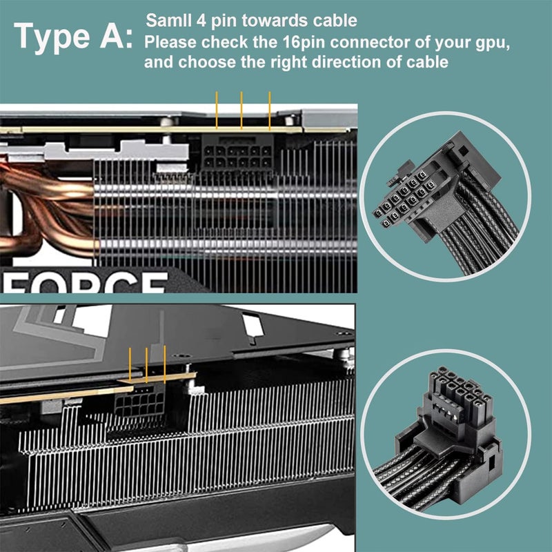 JOYJOM 12VHPWR 90 Degree Adapter to 2X 8Pin: 16AWG 16 PIN GPU Right Angle PCI-E 5.0 Extension for for Graphic Card GPU 12+4pin RTX 3090Ti 4070Ti 4080 4090 (Type A) - Image 2